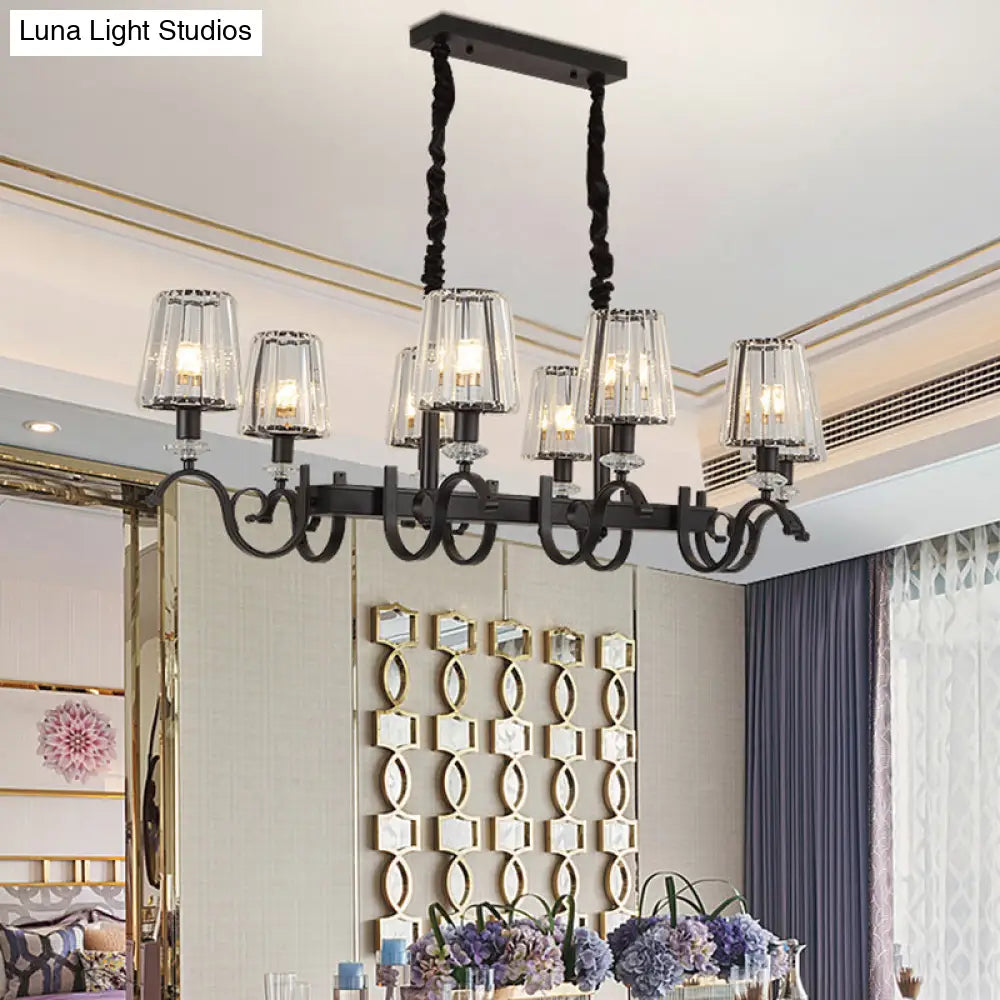DecorBites™ Retro Black Crystal Pendant Light for Dining Room - Conical Island Ceiling Light