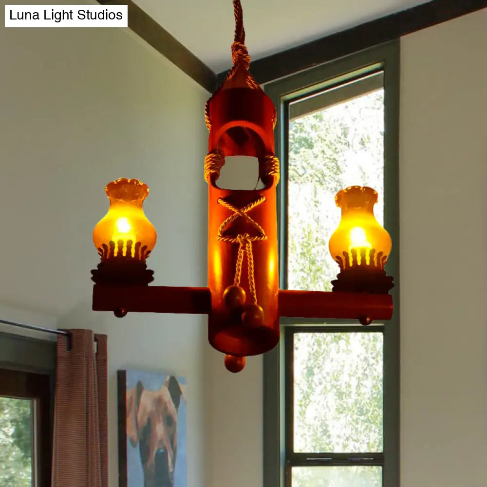 DecorBites™ Retro Black Yellow Glass Pendant Lighting for Bar Bistro - 3-Light Kerosene Island Light