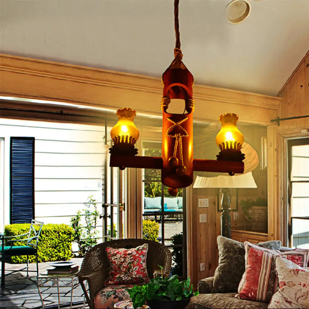 DecorBites™ Retro Black Yellow Glass Pendant Lighting for Bar Bistro - 3-Light Kerosene Island Light