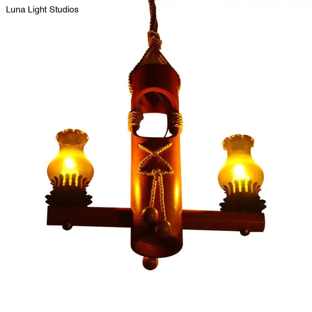 DecorBites™ Retro Black Yellow Glass Pendant Lighting for Bar Bistro - 3-Light Kerosene Island Light