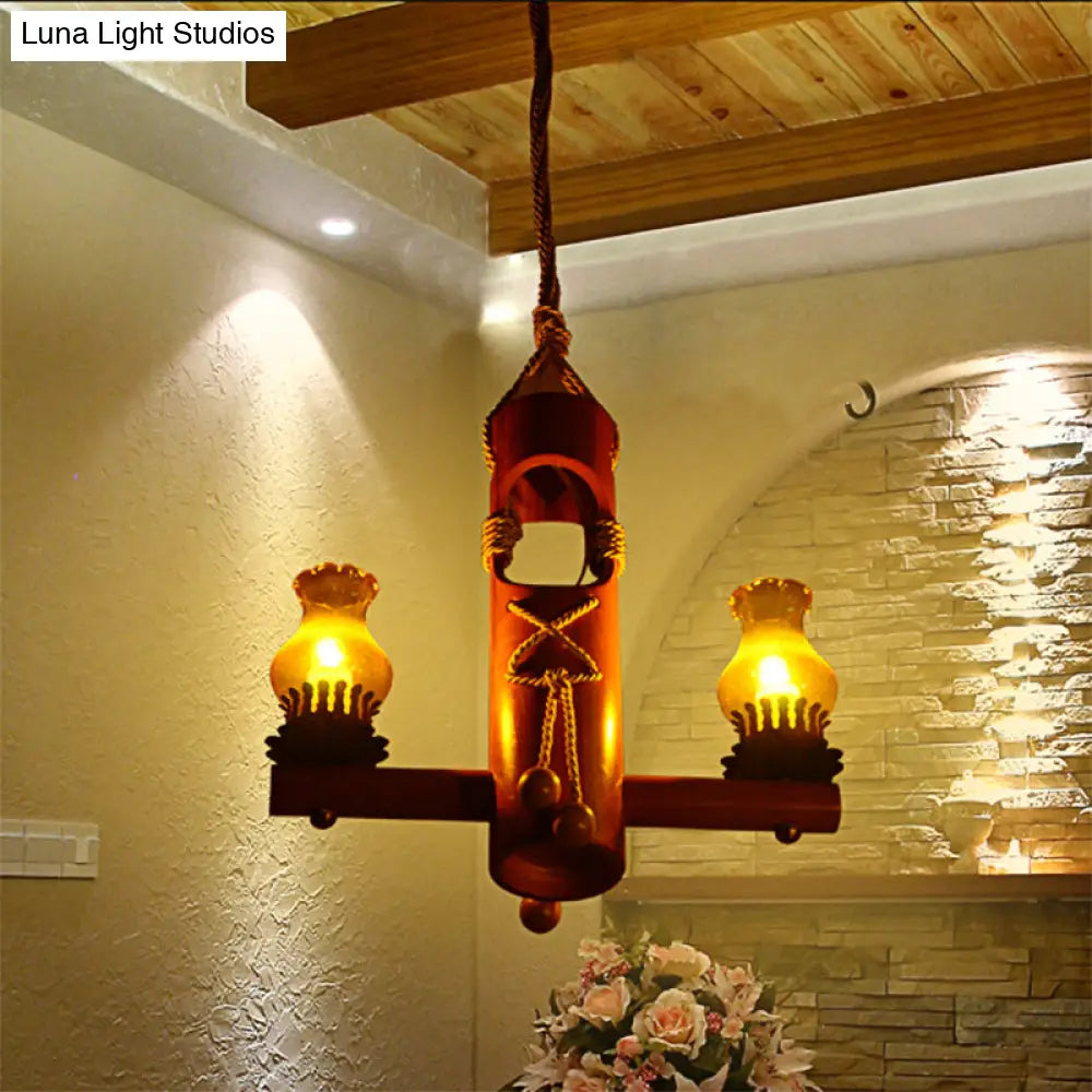 DecorBites™ Retro Black Yellow Glass Pendant Lighting for Bar Bistro - 3-Light Kerosene Island Light
