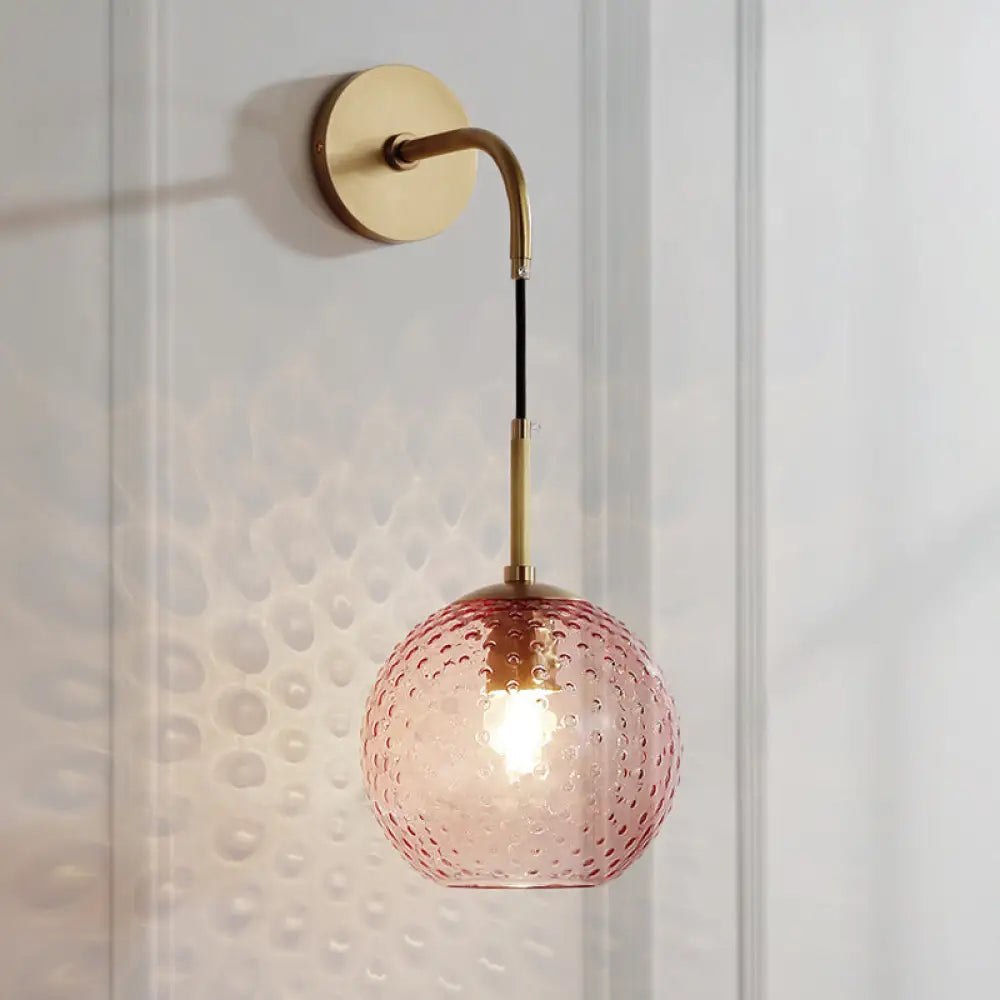 DecorBites™ Retro Glass Globe Wall Lamp: Pink/Yellow/Blue with Brass Finish