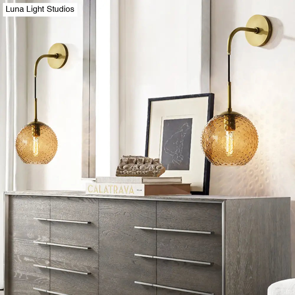 DecorBites™ Retro Glass Globe Wall Lamp: Pink/Yellow/Blue with Brass Finish