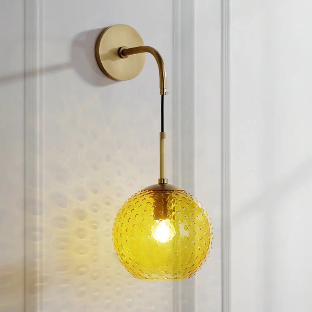 DecorBites™ Retro Glass Globe Wall Lamp: Pink/Yellow/Blue with Brass Finish