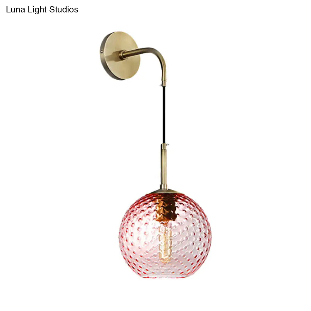 DecorBites™ Retro Glass Globe Wall Lamp: Pink/Yellow/Blue with Brass Finish