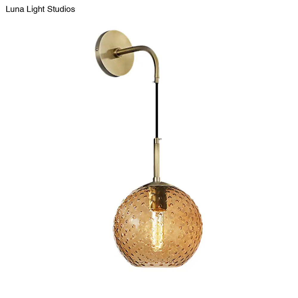 DecorBites™ Retro Glass Globe Wall Lamp: Pink/Yellow/Blue with Brass Finish