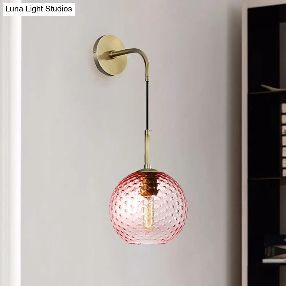 DecorBites™ Retro Glass Globe Wall Lamp: Pink/Yellow/Blue with Brass Finish