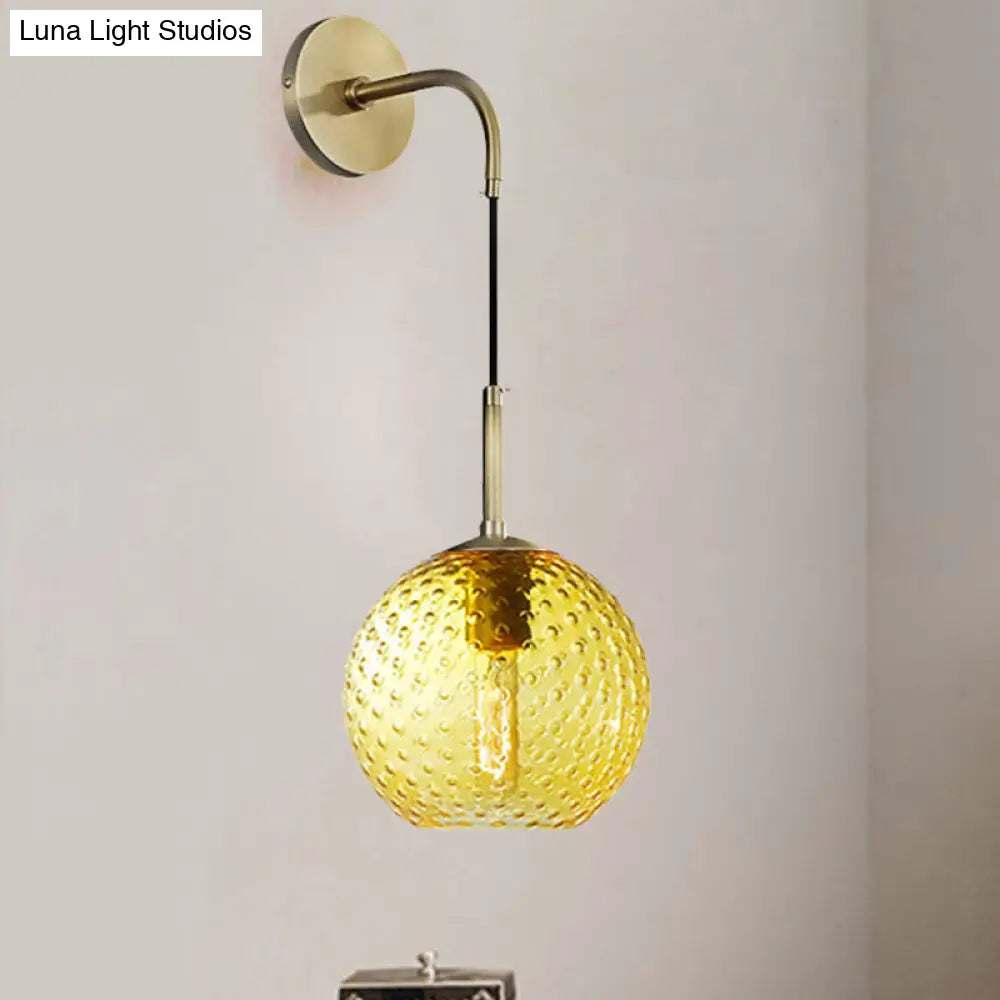 DecorBites™ Retro Glass Globe Wall Lamp: Pink/Yellow/Blue with Brass Finish
