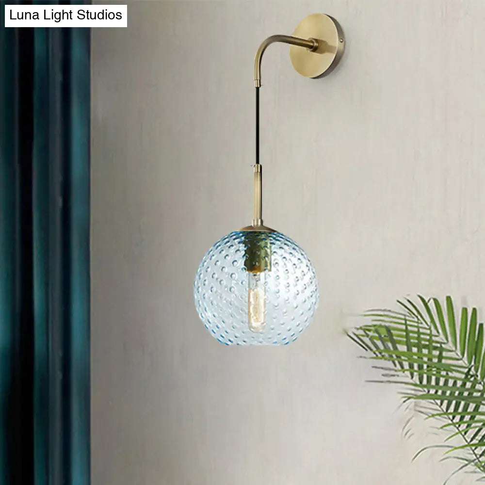 DecorBites™ Retro Glass Globe Wall Lamp: Pink/Yellow/Blue with Brass Finish