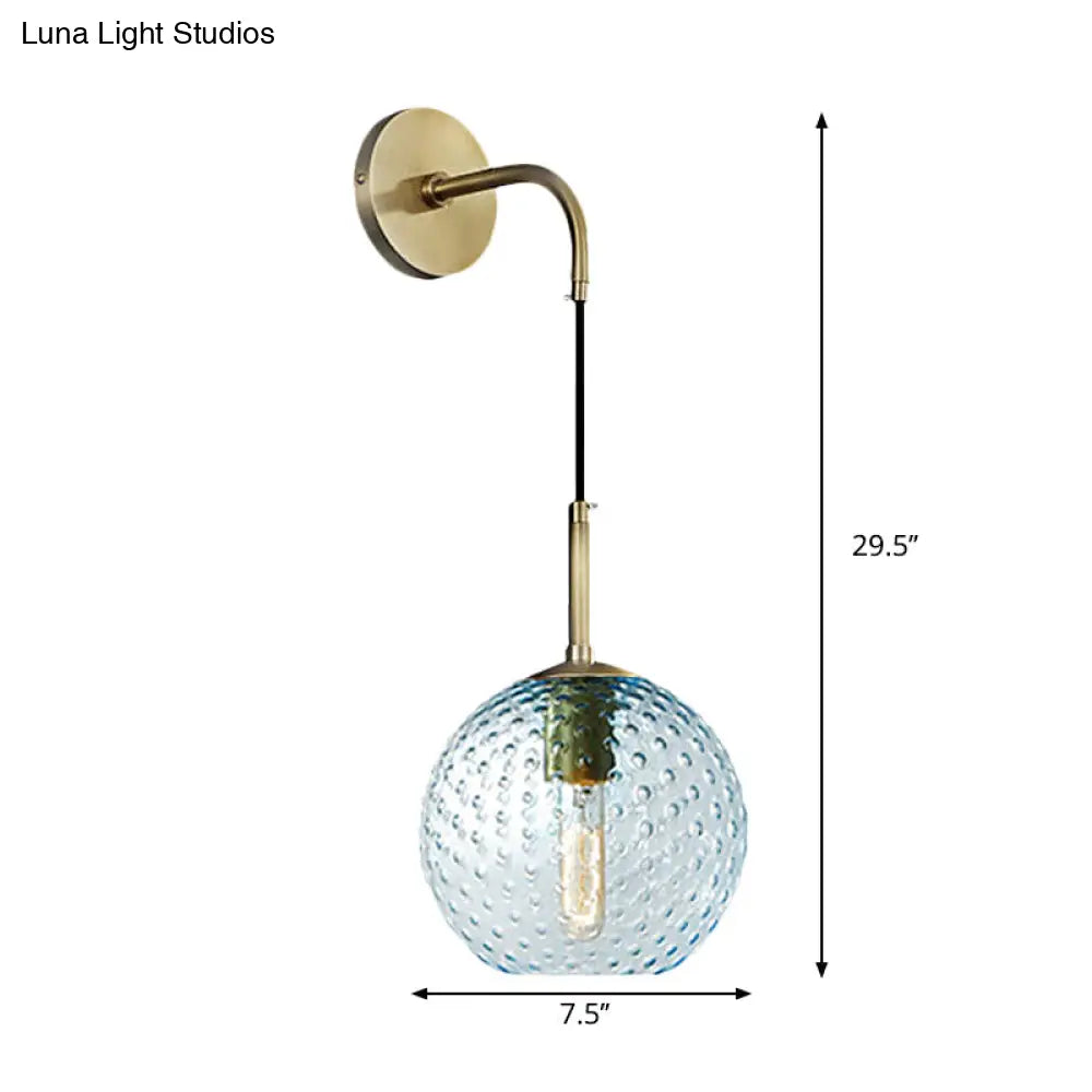 DecorBites™ Retro Glass Globe Wall Lamp: Pink/Yellow/Blue with Brass Finish
