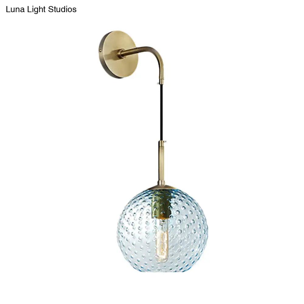DecorBites™ Retro Glass Globe Wall Lamp: Pink/Yellow/Blue with Brass Finish