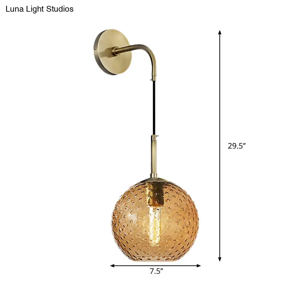 DecorBites™ Retro Glass Globe Wall Lamp: Pink/Yellow/Blue with Brass Finish