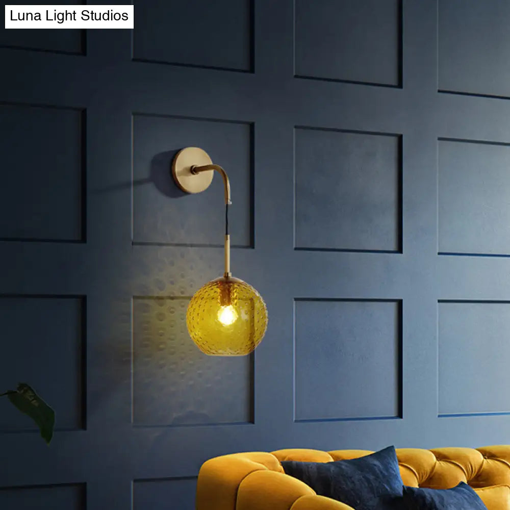 DecorBites™ Retro Glass Globe Wall Lamp: Pink/Yellow/Blue with Brass Finish
