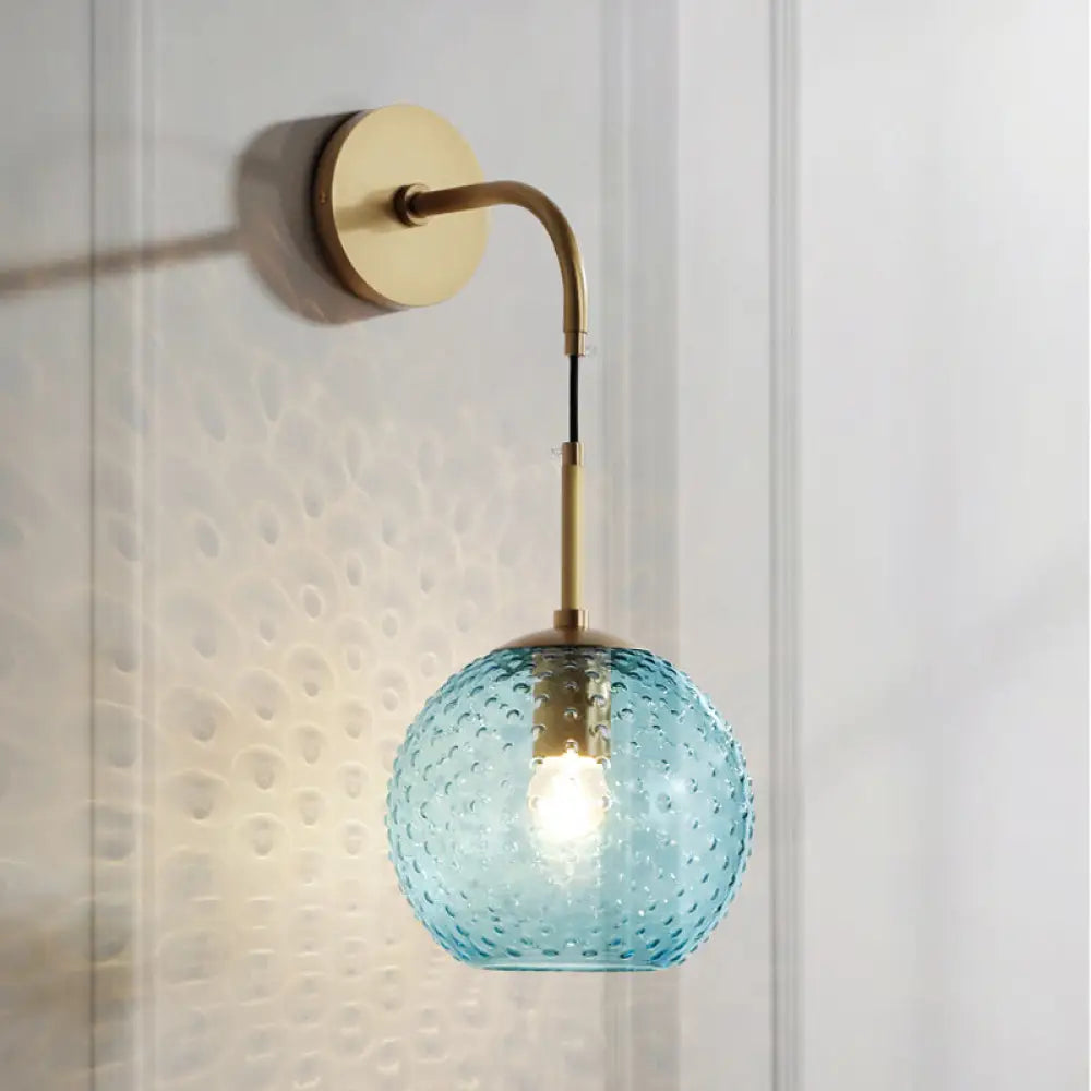 DecorBites™ Retro Glass Globe Wall Lamp: Pink/Yellow/Blue with Brass Finish