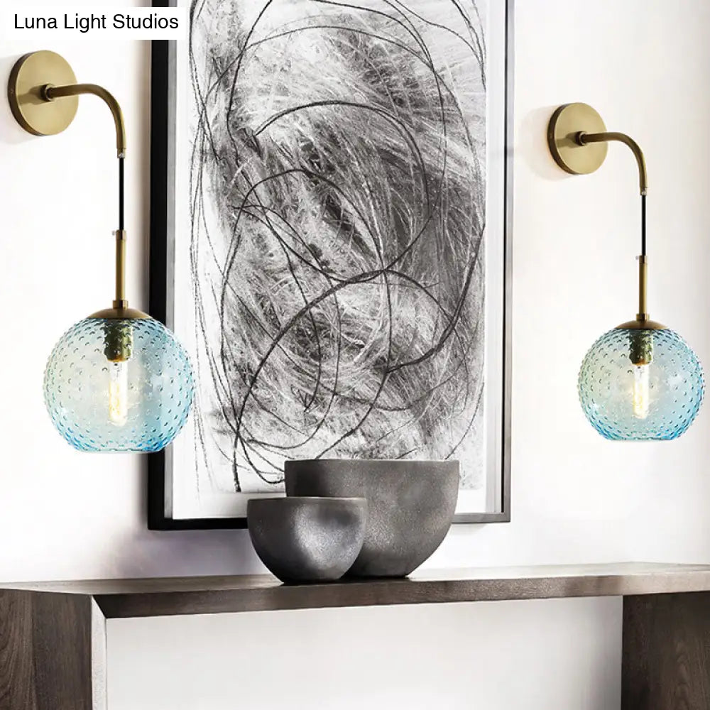 DecorBites™ Retro Glass Globe Wall Lamp: Pink/Yellow/Blue with Brass Finish