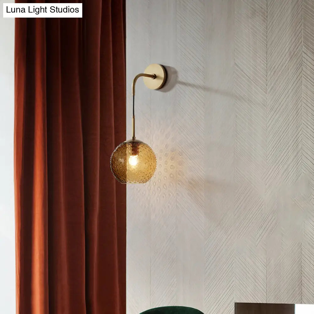 DecorBites™ Retro Glass Globe Wall Lamp: Pink/Yellow/Blue with Brass Finish