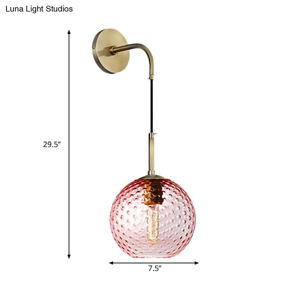 DecorBites™ Retro Glass Globe Wall Lamp: Pink/Yellow/Blue with Brass Finish