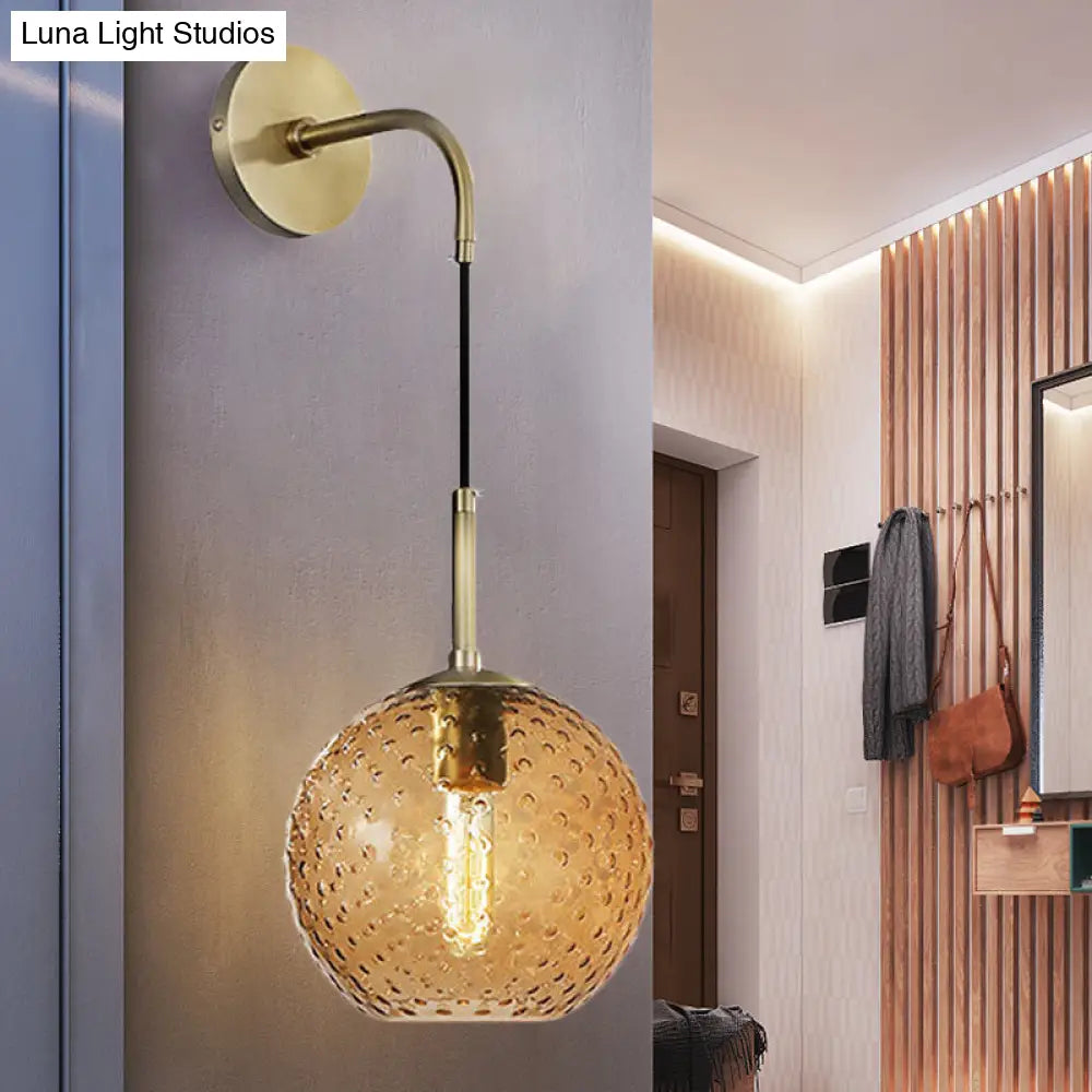 DecorBites™ Retro Glass Globe Wall Lamp: Pink/Yellow/Blue with Brass Finish