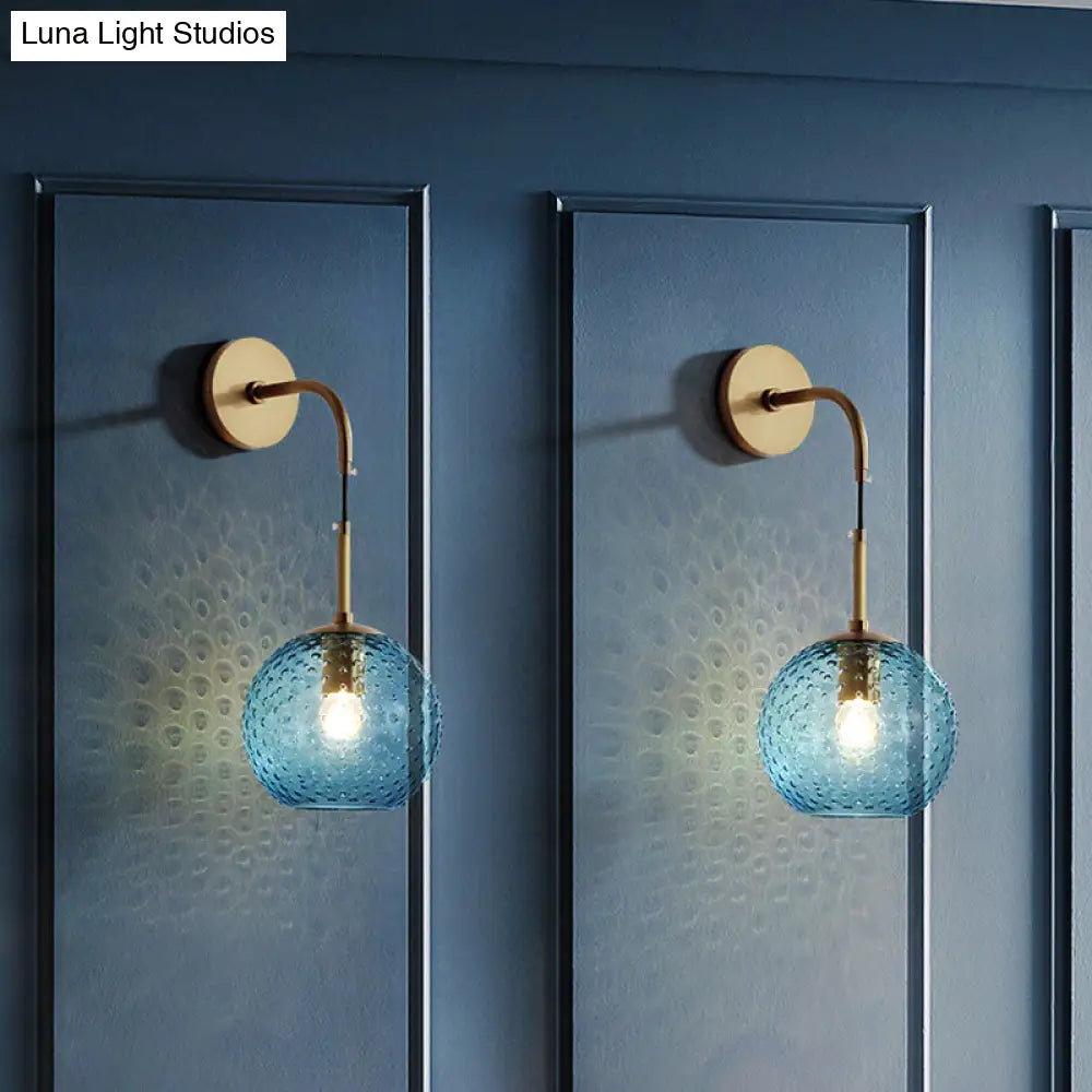 DecorBites™ Retro Glass Globe Wall Lamp: Pink/Yellow/Blue with Brass Finish