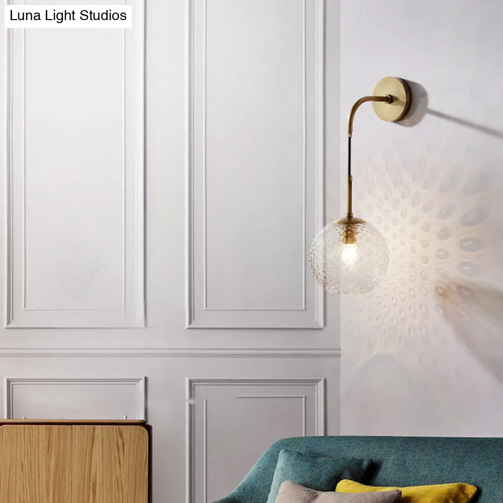 DecorBites™ Retro Glass Globe Wall Lamp: Pink/Yellow/Blue with Brass Finish