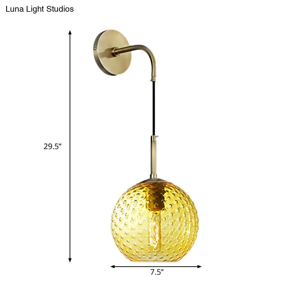 DecorBites™ Retro Glass Globe Wall Lamp: Pink/Yellow/Blue with Brass Finish