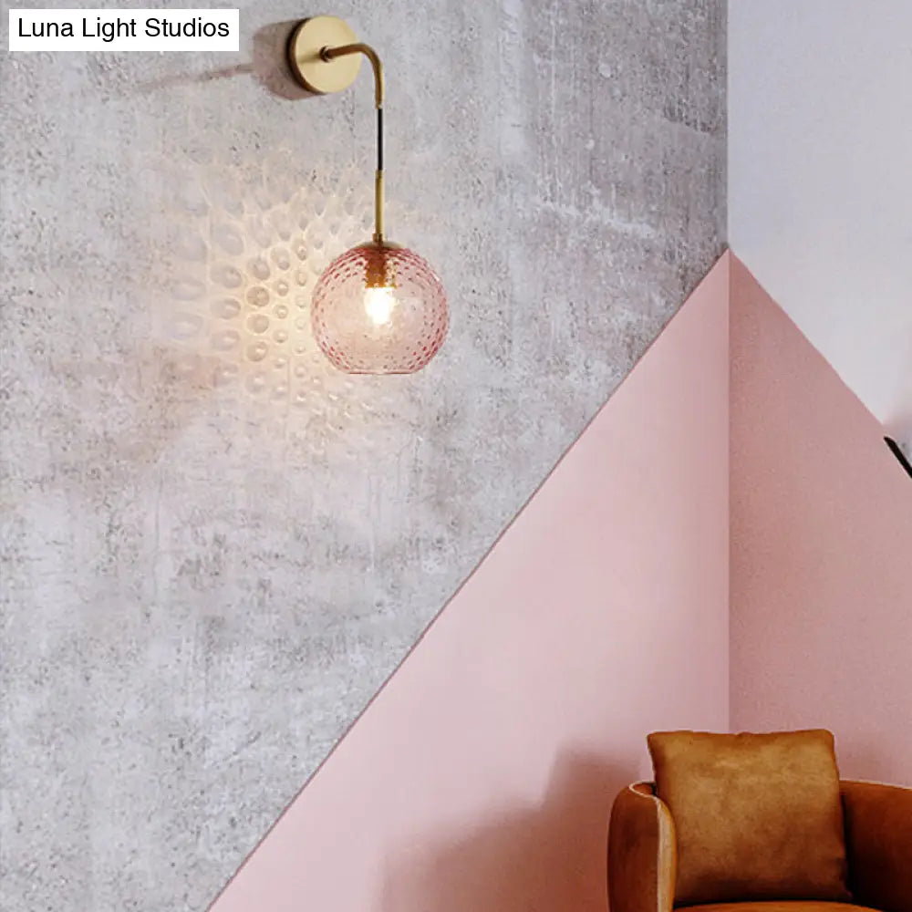 DecorBites™ Retro Glass Globe Wall Lamp: Pink/Yellow/Blue with Brass Finish