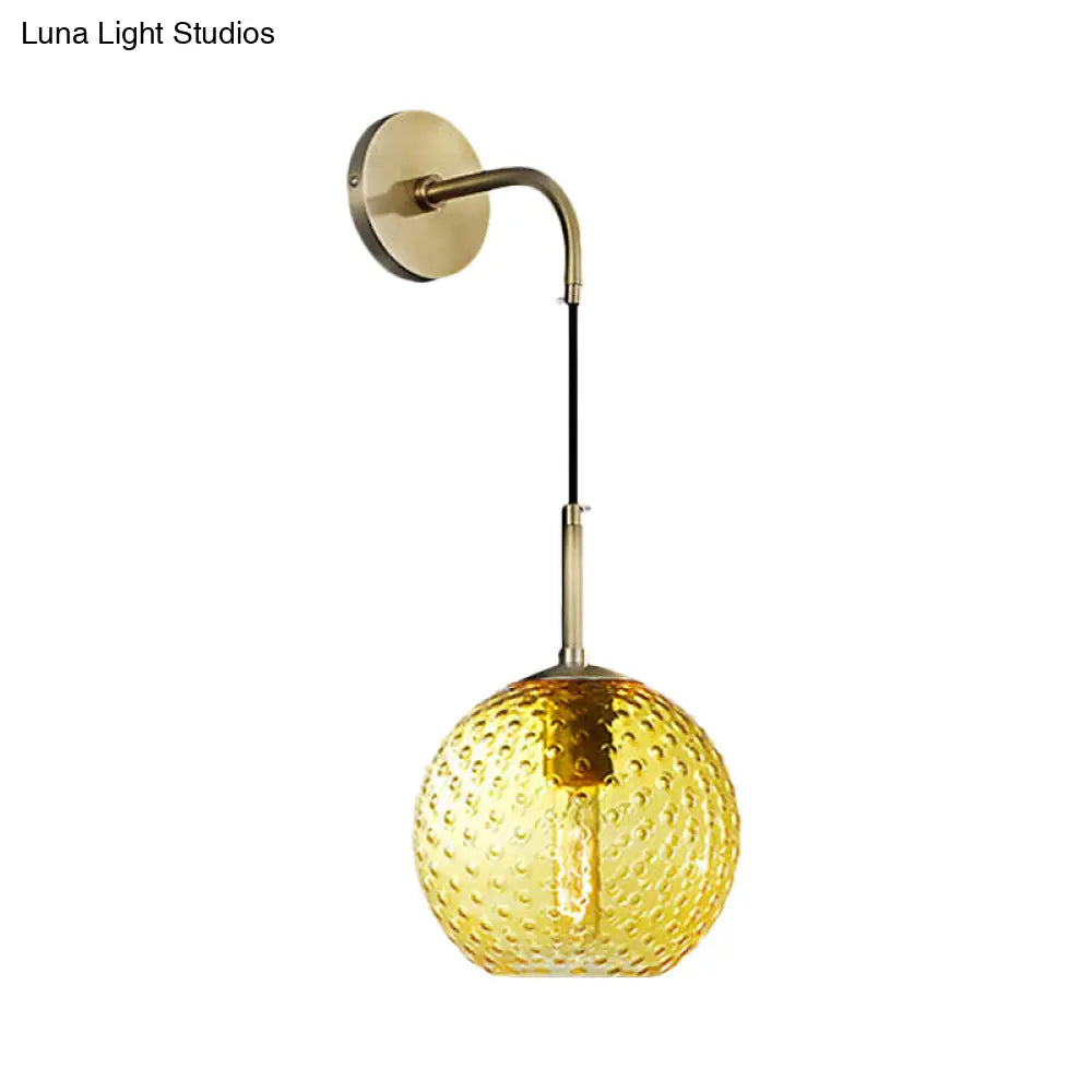 DecorBites™ Retro Glass Globe Wall Lamp: Pink/Yellow/Blue with Brass Finish