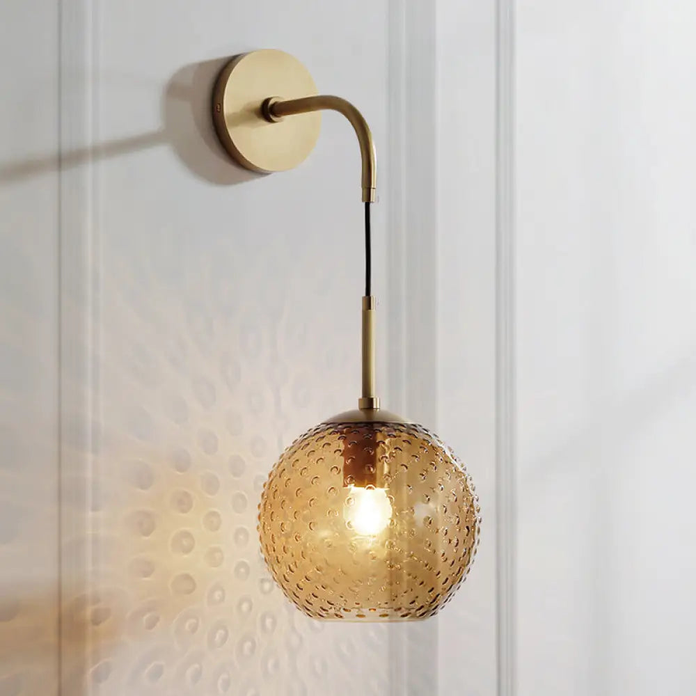DecorBites™ Retro Glass Globe Wall Lamp: Pink/Yellow/Blue with Brass Finish