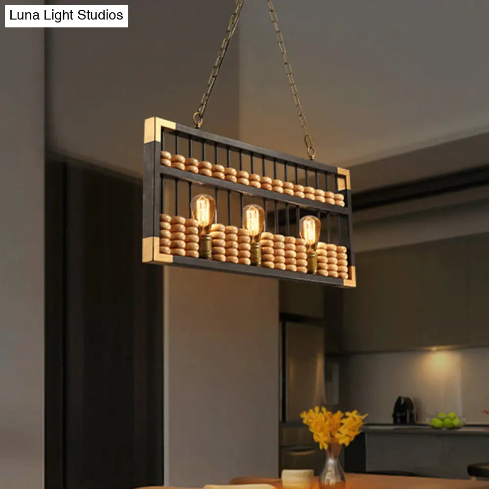 DecorBites™ Retro Industrial Metal Abacus Pendant Chandelier - 3-Light Island Lamp for Bar/Restaurant