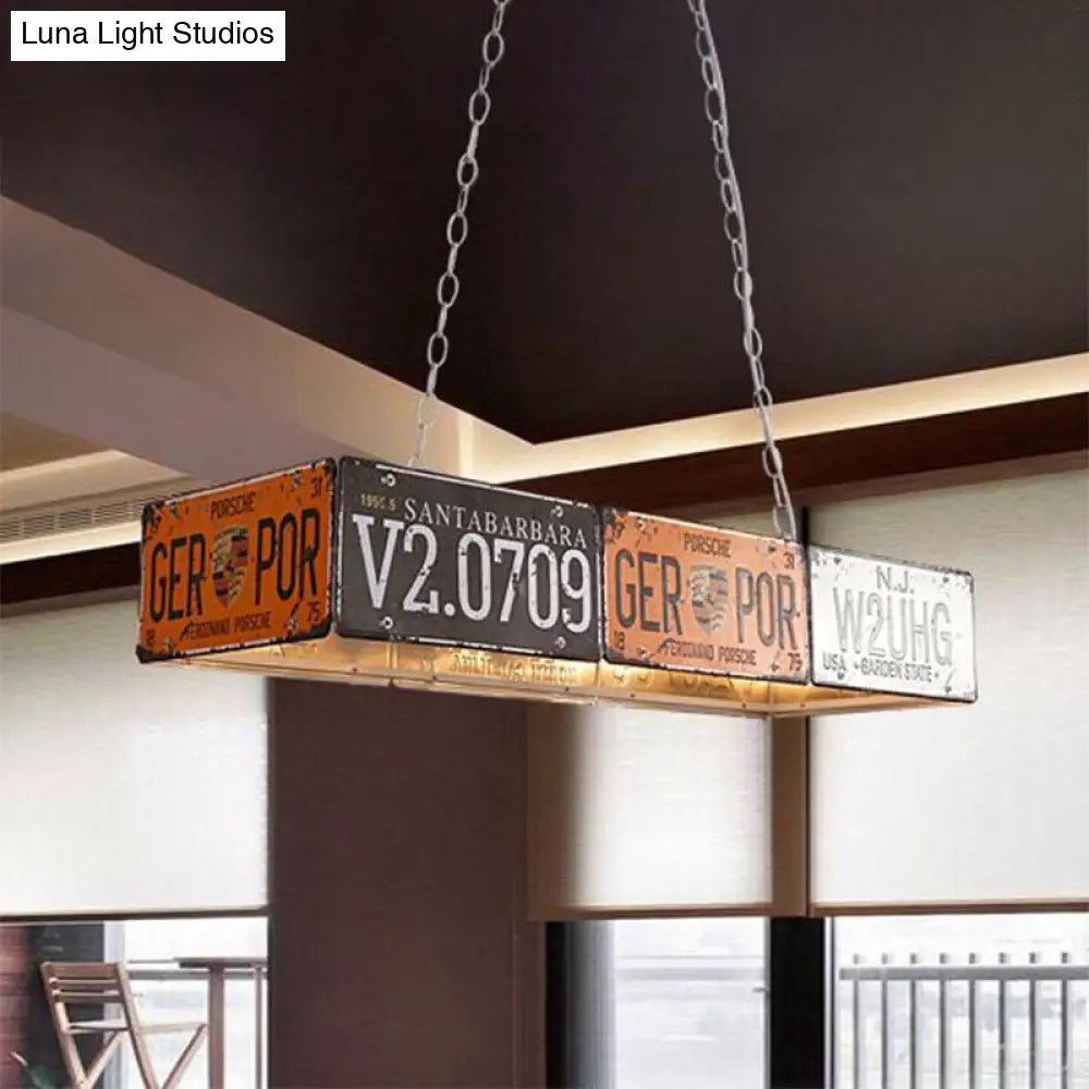 DecorBites™ Retro Industrial Metal Pendant Light - 5 Bulbs - Rectangle Shape - Ideal for Dining Table