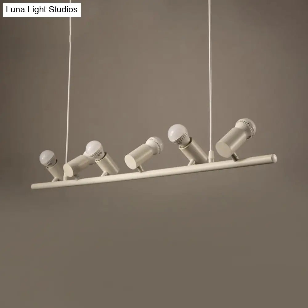 DecorBites™ Retro Metal Island Lamp - Black Hanging Light with Bare Bulb Design, 6/10 Heads for Dining Room in White/Black