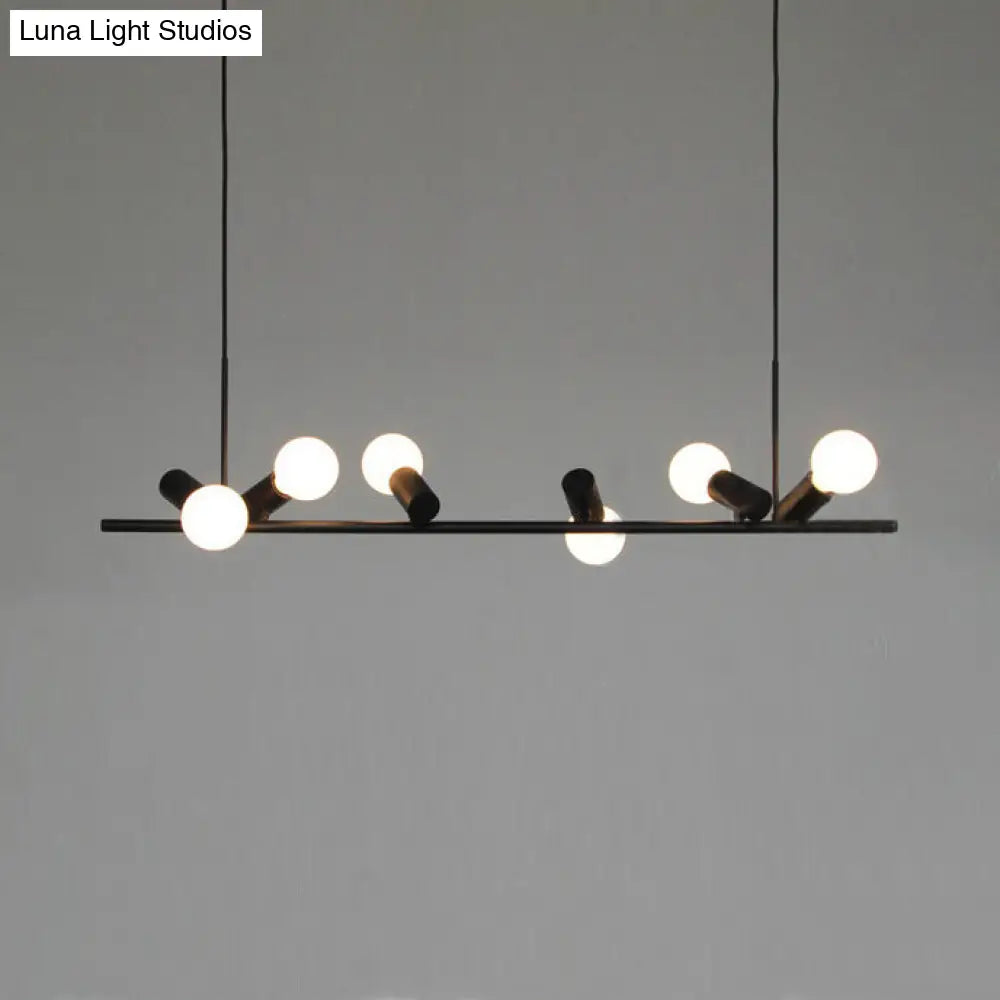 DecorBites™ Retro Metal Island Lamp - Black Hanging Light with Bare Bulb Design, 6/10 Heads for Dining Room in White/Black