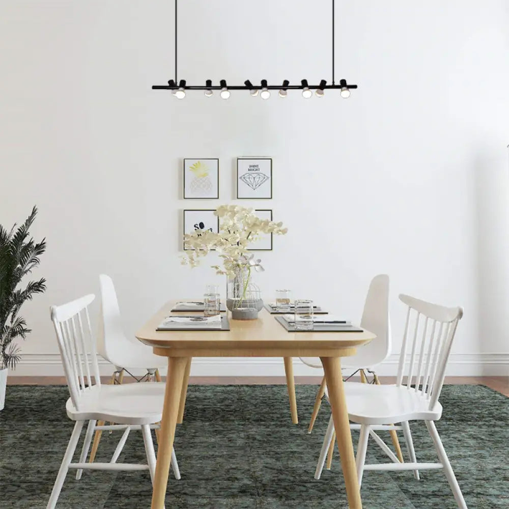 DecorBites™ Retro Metal Island Lamp - Black Hanging Light with Bare Bulb Design, 6/10 Heads for Dining Room in White/Black