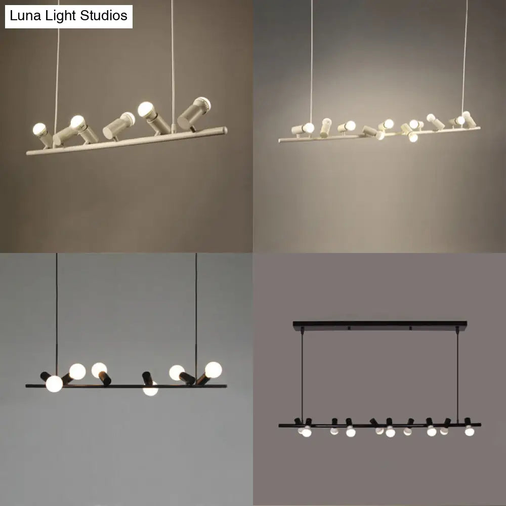 DecorBites™ Retro Metal Island Lamp - Black Hanging Light with Bare Bulb Design, 6/10 Heads for Dining Room in White/Black