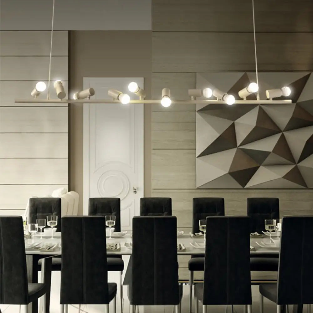 DecorBites™ Retro Metal Island Lamp - Black Hanging Light with Bare Bulb Design, 6/10 Heads for Dining Room in White/Black