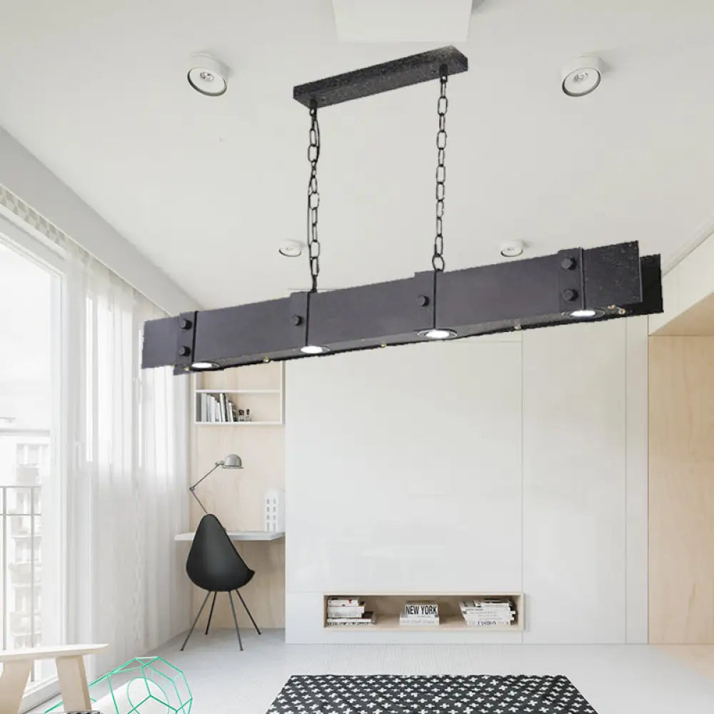 DecorBites™ Retro Metal Island Pendant Lights - Stylish 4-Light Kitchen Ceiling Fixture in Black with Chain