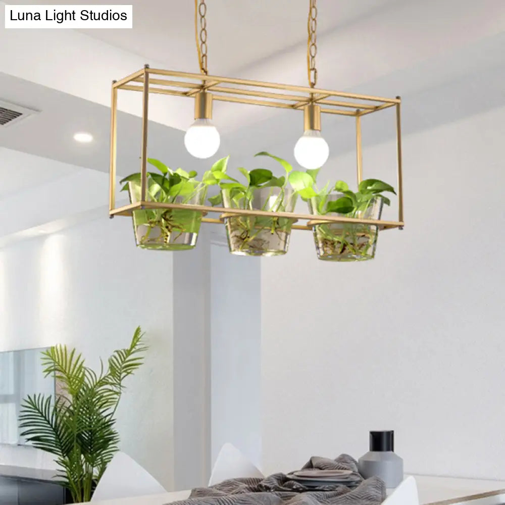 DecorBites™ Retro Metal Rectangle Island Ceiling Light - Black/Gold Dining Room LED Suspension Lamp