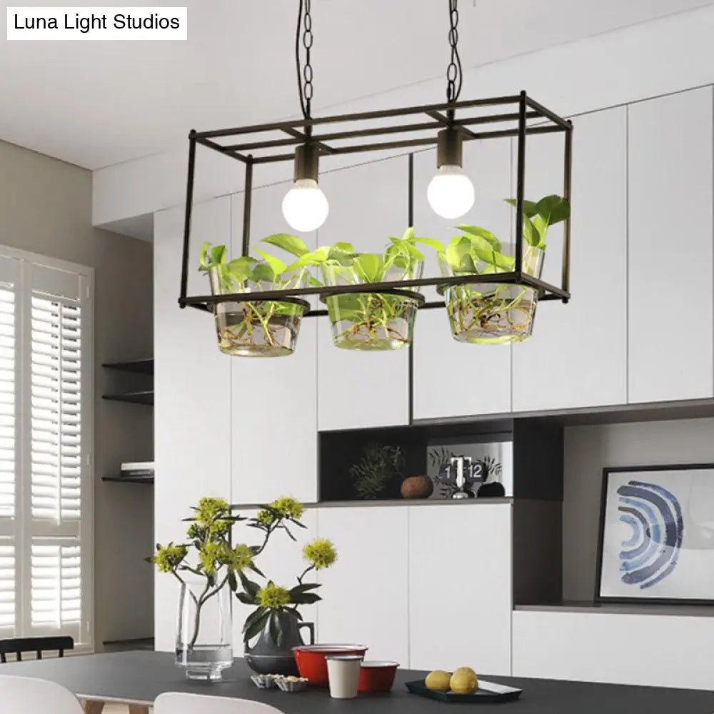 DecorBites™ Retro Metal Rectangle Island Ceiling Light - Black/Gold Dining Room LED Suspension Lamp