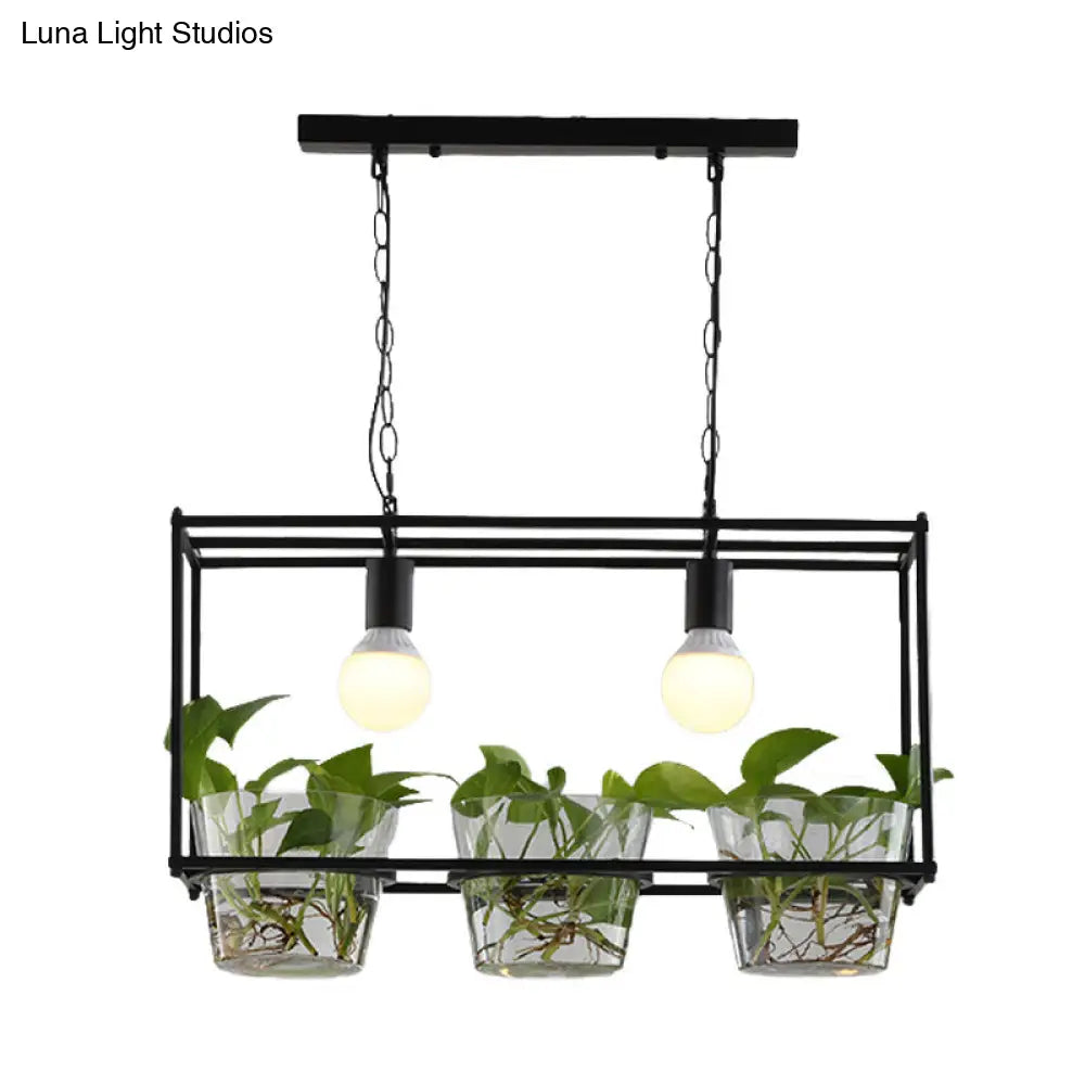 DecorBites™ Retro Metal Rectangle Island Ceiling Light - Black/Gold Dining Room LED Suspension Lamp