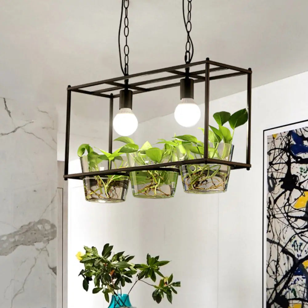 DecorBites™ Retro Metal Rectangle Island Ceiling Light - Black/Gold Dining Room LED Suspension Lamp