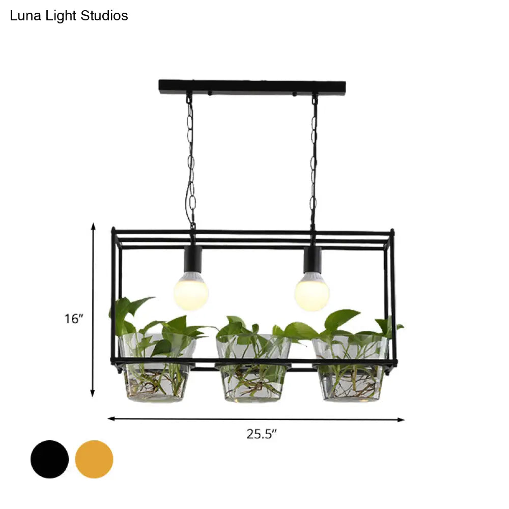 DecorBites™ Retro Metal Rectangle Island Ceiling Light - Black/Gold Dining Room LED Suspension Lamp