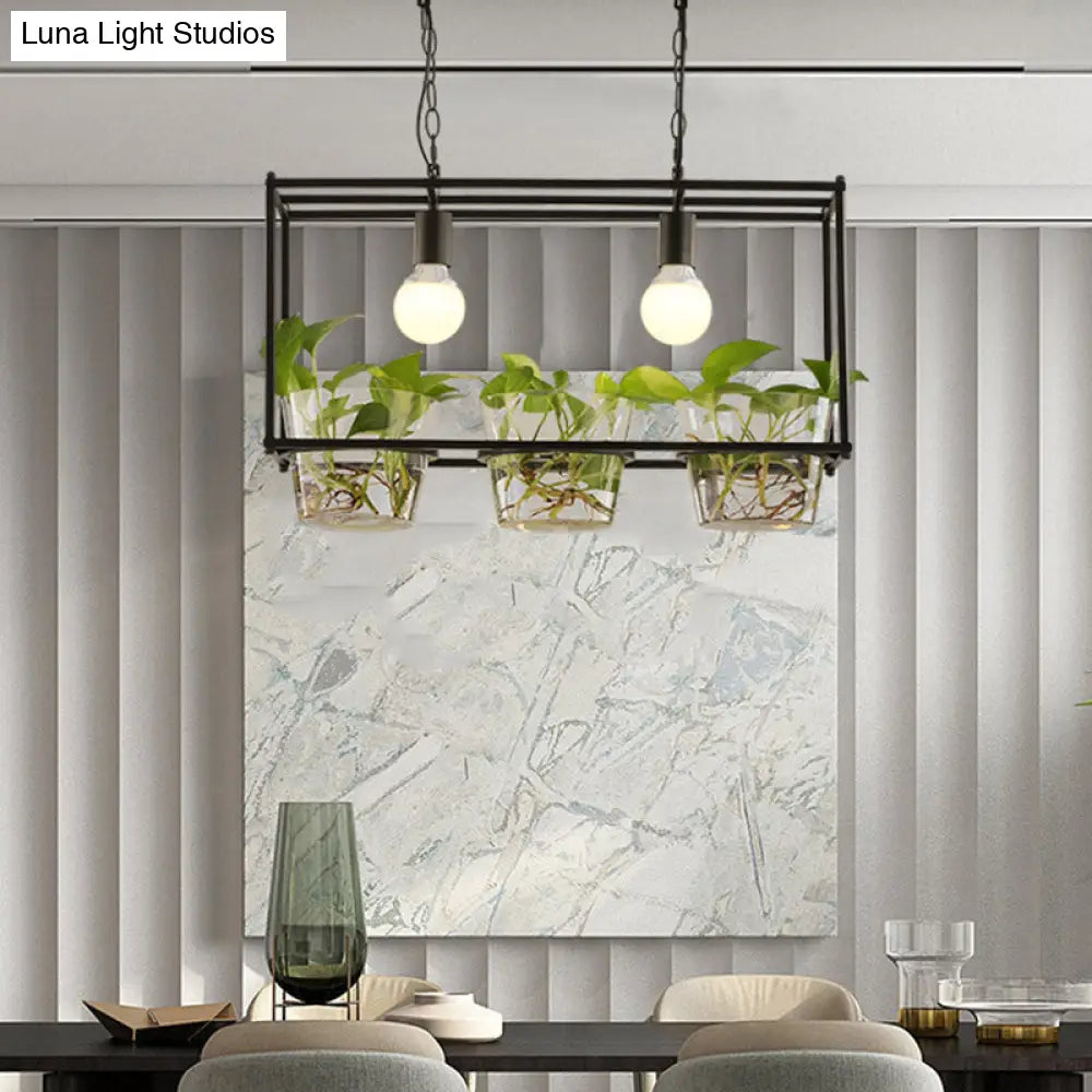 DecorBites™ Retro Metal Rectangle Island Ceiling Light - Black/Gold Dining Room LED Suspension Lamp