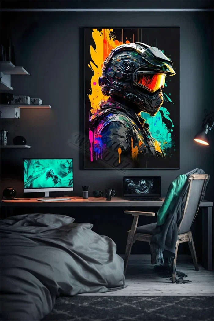 DecorBites™ Retro Monkey Gaming Room Wall Art Poster
