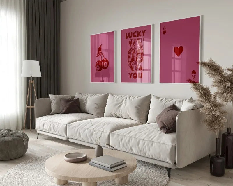 DecorBites™ "Retro Queen of Hearts Canvas Wall Art Set"