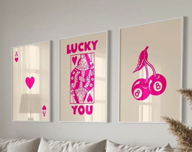DecorBites™ "Retro Queen of Hearts Canvas Wall Art Set"
