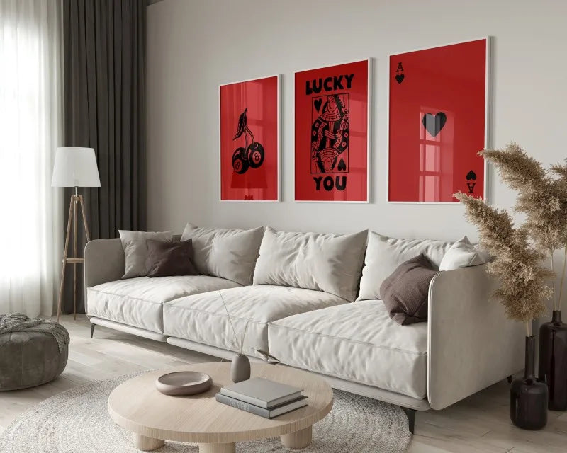 DecorBites™ "Retro Queen of Hearts Canvas Wall Art Set"