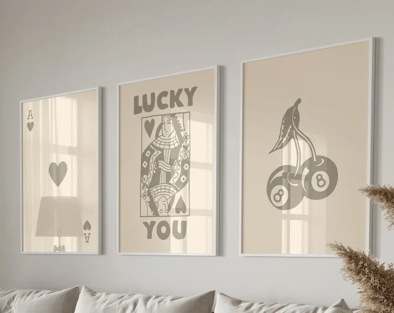 DecorBites™ "Retro Queen of Hearts Canvas Wall Art Set"