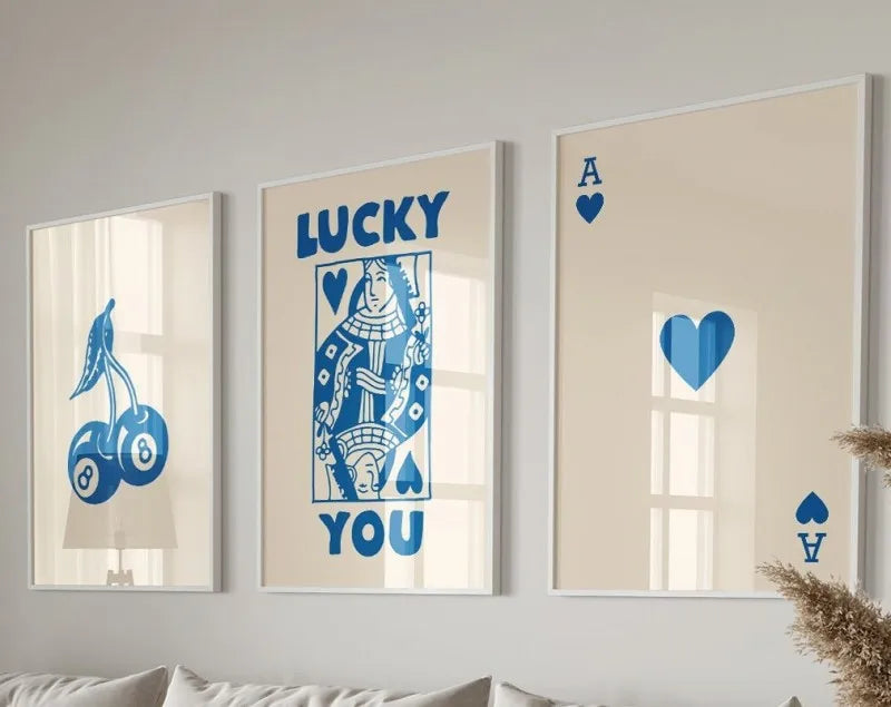 DecorBites™ "Retro Queen of Hearts Canvas Wall Art Set"