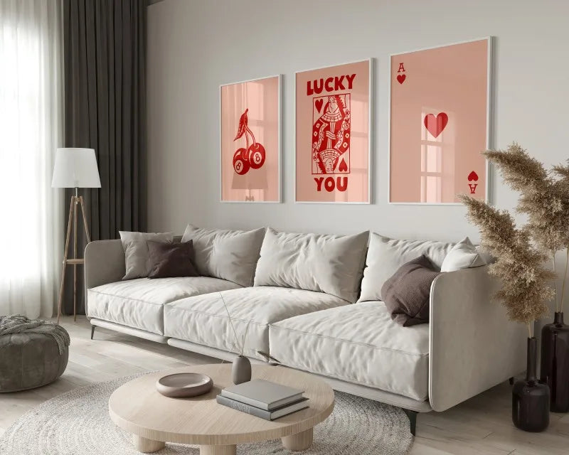 DecorBites™ "Retro Queen of Hearts Canvas Wall Art Set"