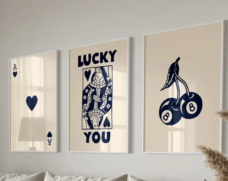 DecorBites™ "Retro Queen of Hearts Canvas Wall Art Set"